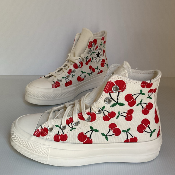 Converse Cherry Print Sneakers All Star Lift Platform Women’s 6.5 (37 EU) Trendy - Picture 2 of 11